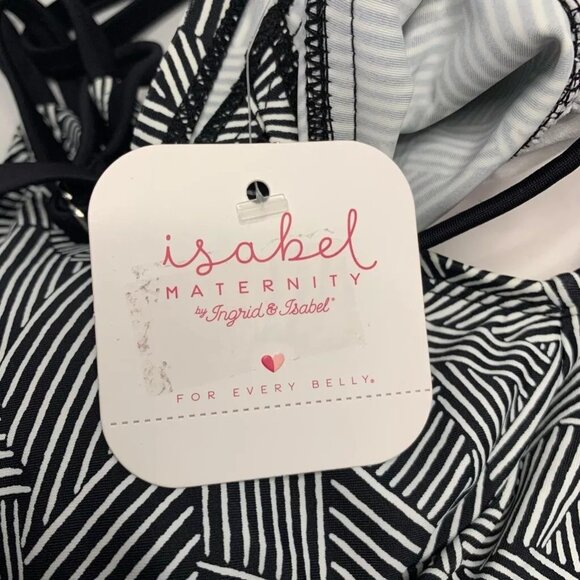 Ingrid & Isabel Maternity Black & White Strappy Back‎ Tankini Swim Top Small - Picture 7 of 7